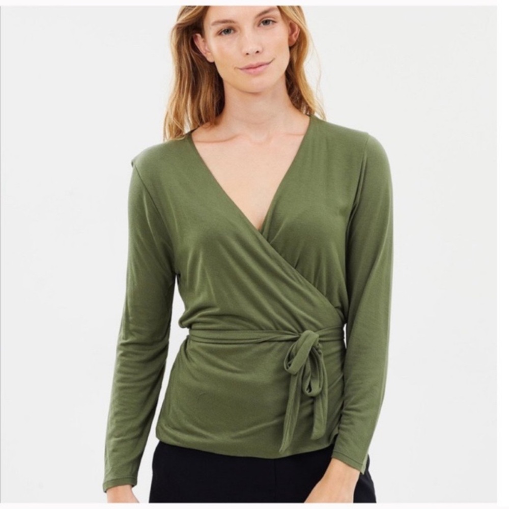 J crew Green Wrap Top x Small